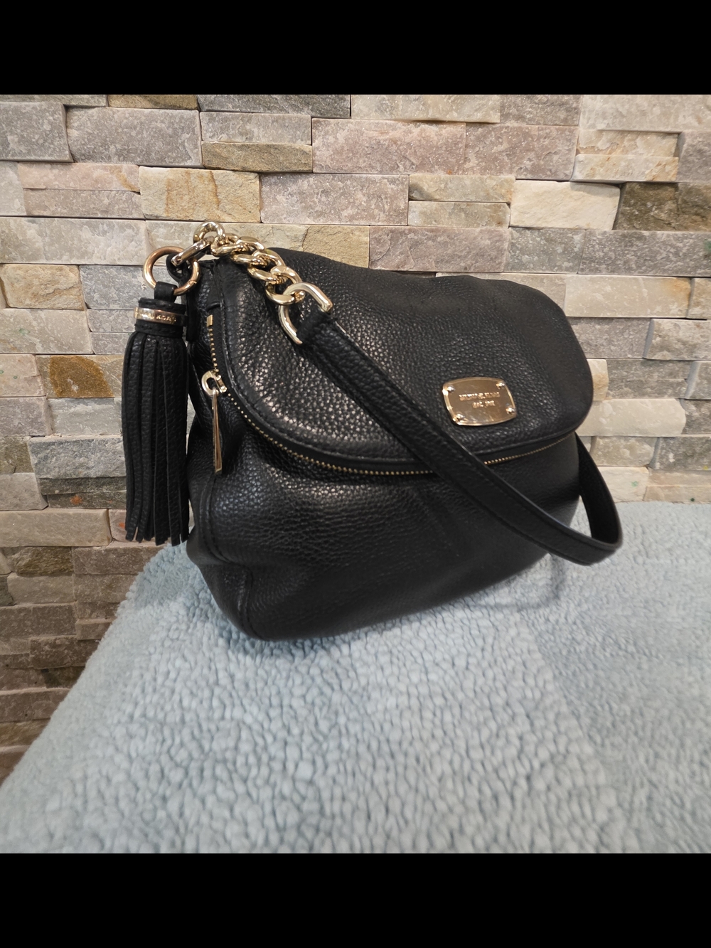 Michael Kors Black Pebbled Leather Crossbody Bag